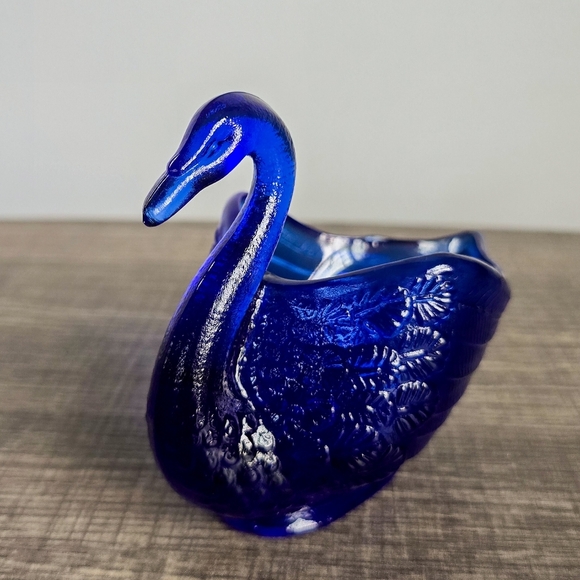 Fenton Other - Fenton Cobalt Blue Swan Bird Collectible Glass Candy Trinket Ring Dish